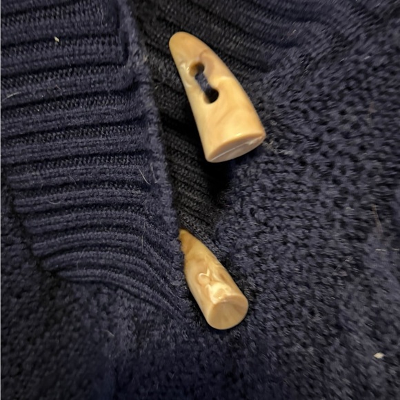 Parkhurst Black Shawl Collar Cable Knit Sweater with Toggle Closures - Picture 3 of 4